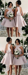 Short Loveky Satin Bridesmaid Dresses With Bow - RongMoon