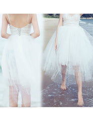 Tiered Tulle Short Tea Length Straps Tutu Wedding Dress