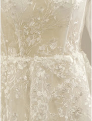 One Shoulder Lace See Through Wedding Dress With Slit