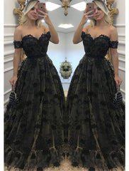 Ball Gown A-Line Prom Dresses Color Block Dress Formal Floor Length Sleeveless Sweetheart Wednesday Addams Family Lace Backless with Beading Appliques