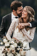 Two Piece Long Sleeves Chiffon Bridal Wedding Dress