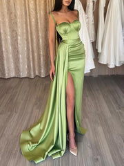 Spaghetti Strap Pink Trumpet Mermaid Prom Dress