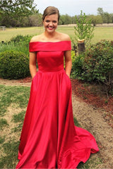 Modern Ball Gown Off-the-Shoulder Sweep Train Prom Dresses