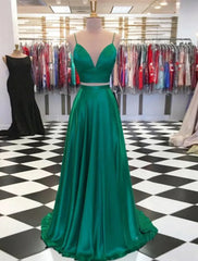 Two Piece Prom Dresses Sexy Dress Formal Sweep / Brush Train Sleeveless Spaghetti Strap Charmeuse with Bow(s) Slit