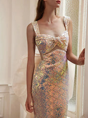 Trumpet Mermaid Sequin Prom Dress With Bowkno