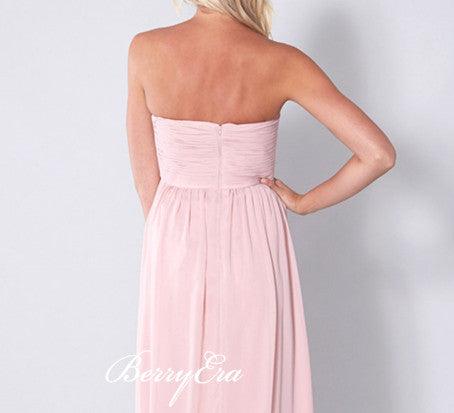 Sweetheart Log A-line Blush Pink Chiffon Long Bridesmaid Dresses - RongMoon