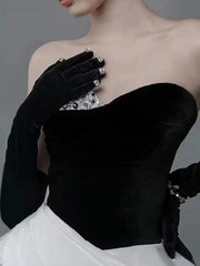 White Satin Ball Gown Beading Prom Dress
