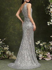 Gray One Shoulder Trumpet Mermaid Prom Dress
