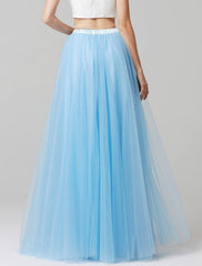 A-Line Bridesmaid Dress Seperates Floor Length Tulle with - RongMoon